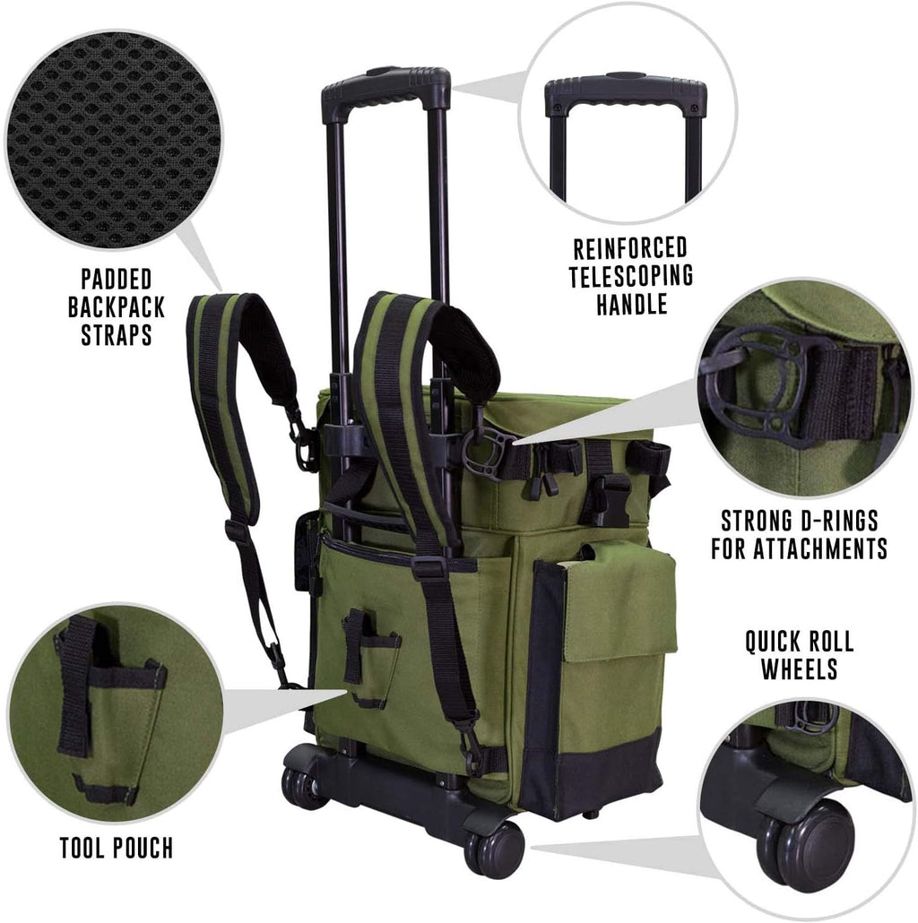 Elkton Outdoors Rolling Tackle Box with Wheels