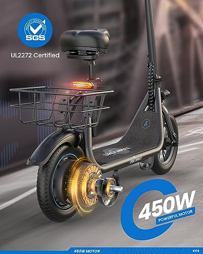 URBANMAX C1 Electric Scooter with Seat, 450W Powerful Motor up to 22 Miles Range